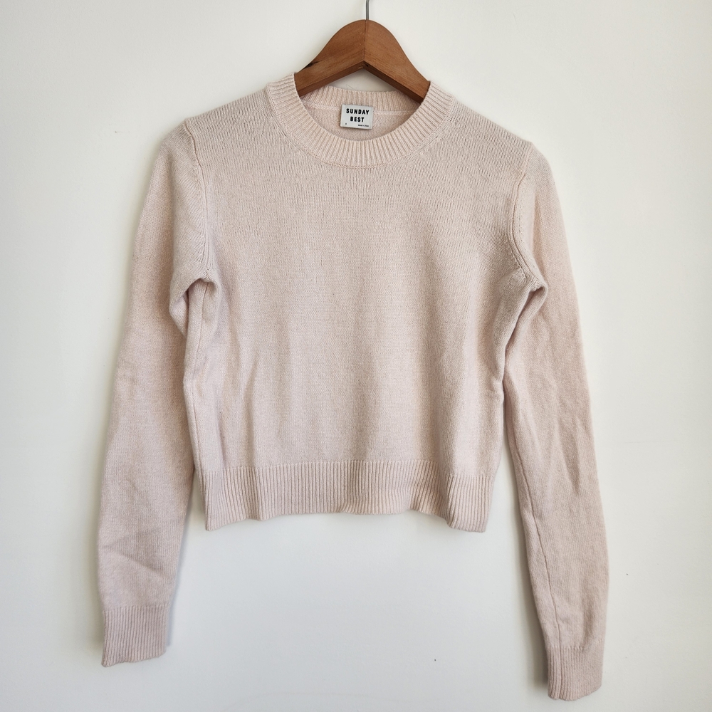 Sunday Best Soft Cream Crew Neck Cropped Sweater, Small